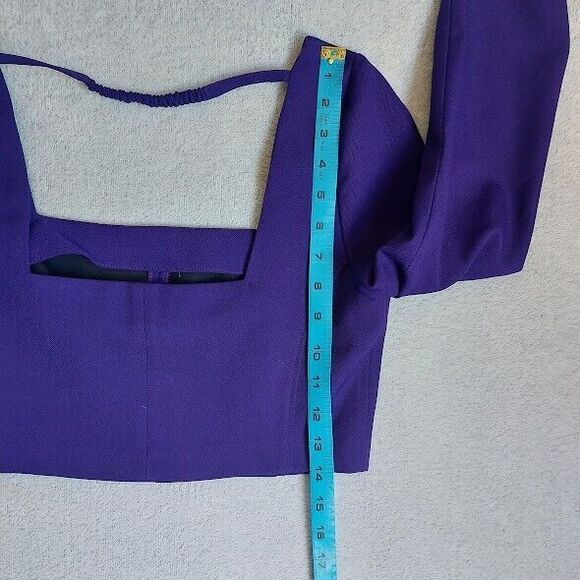 Zara M Purple Crop Top Long Sleeve Square Neck Side Zip - NWT - Picture 9 of 9